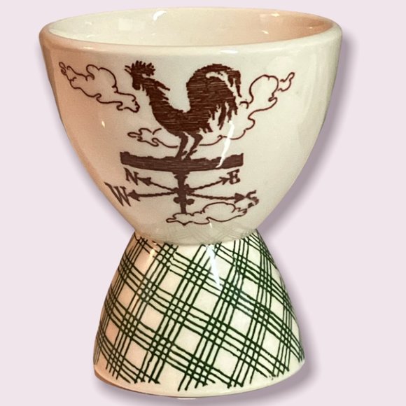 Vintage Vernon Kilns Rustic Farm Roosters Salt-Pepper Shakers-Fruit or Egg Cup - Picture 10 of 12